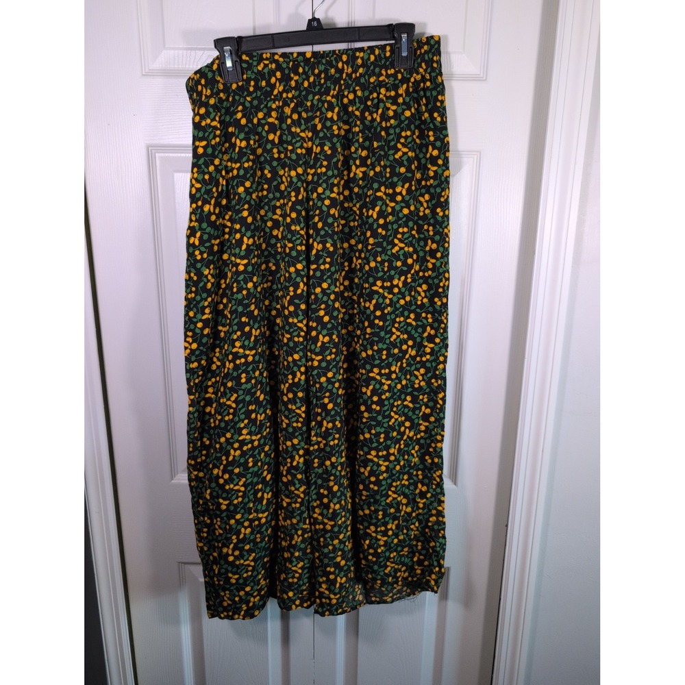 Curations lemon wide legs pants Size Large Black Yellow And Green